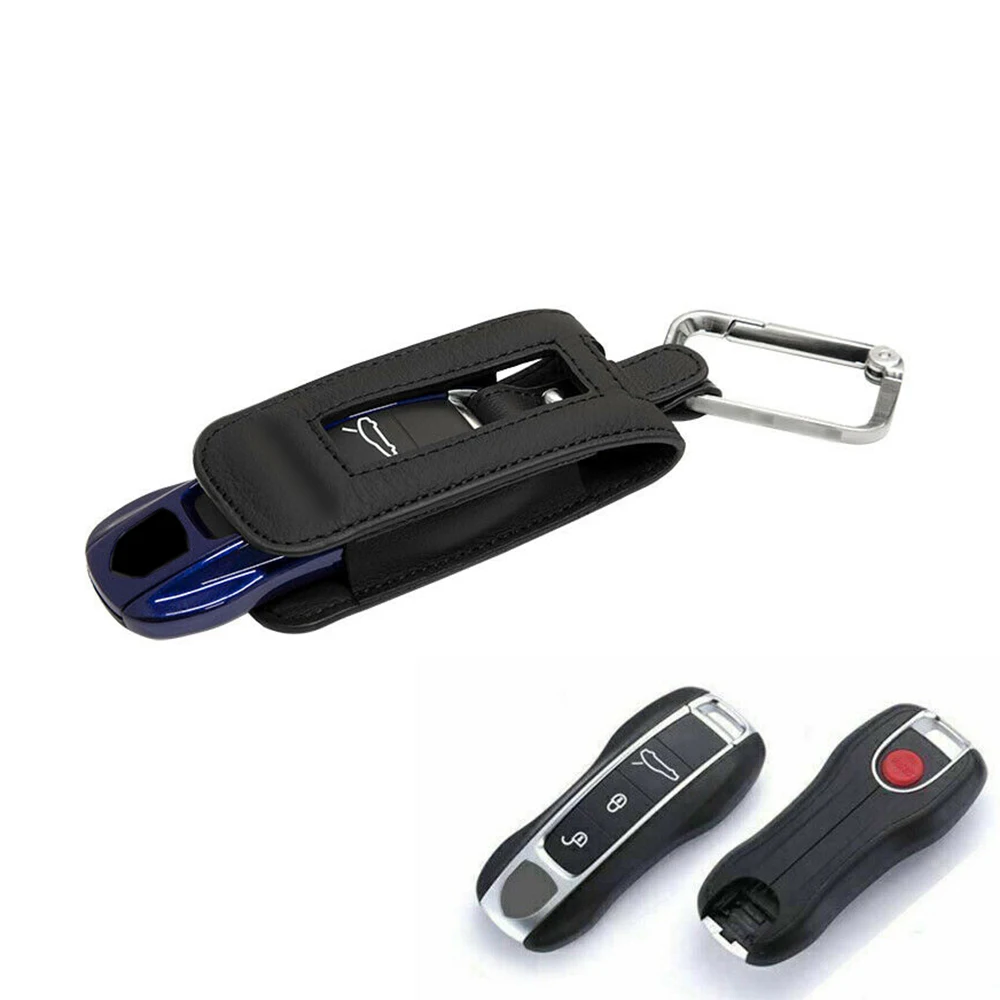 Genuine Leather Car Remote Key Fob Case Cover Shell Bag Skin Holder Fit For Porsche Cayenne Panamera 911 Macan Accessories