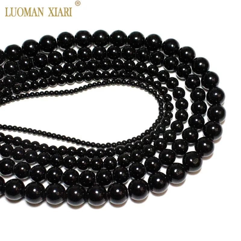 Wholesale Black Onyx Agate Round Natural Stone Beads For Jewelry Making DIY Bracelet Necklace Charms 4/6/8/10/12/mm Strand 15''