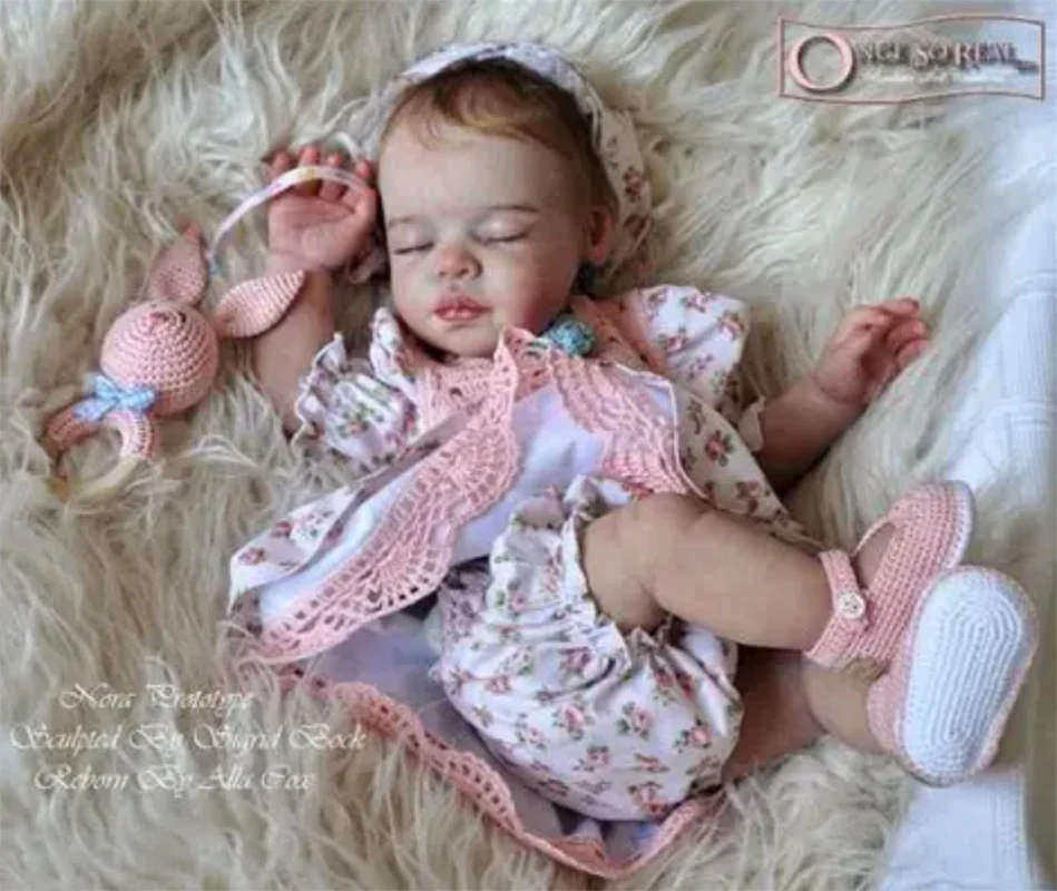 20 Inches Reborn Doll Kit Nora, Unfinished Unpainted Blank DIY Doll Parts with Cloth Body, Reborn Bebe Making Kit