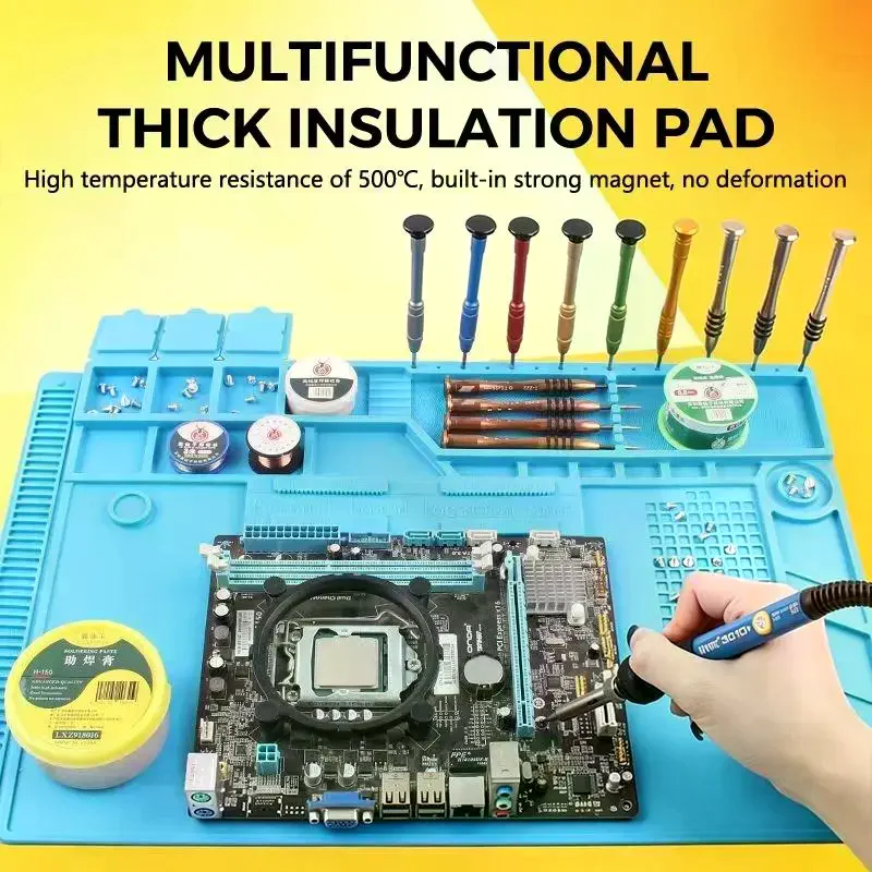 Magnetic Heat Insulation Silicone Soldering Mat Non-Slip High Temperature Resistant Pad for Phone Electronics Repair