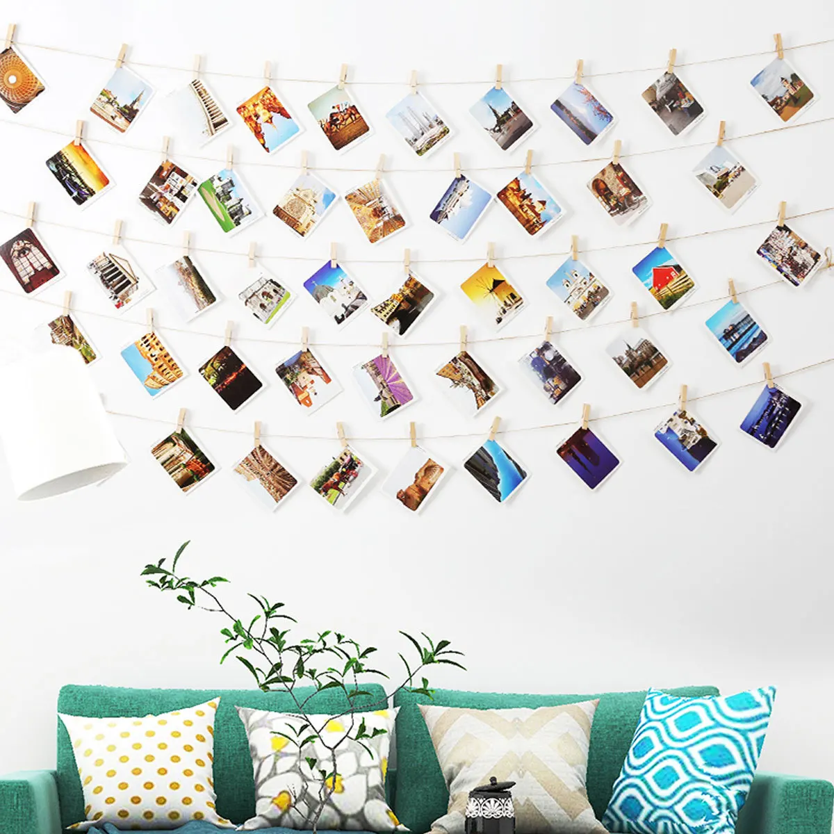 

10Pcs Carrot Photo Clips Decorative Wooden Pegs Memo Holders with 140Cm Rope Party Home Office Cafe Decoration