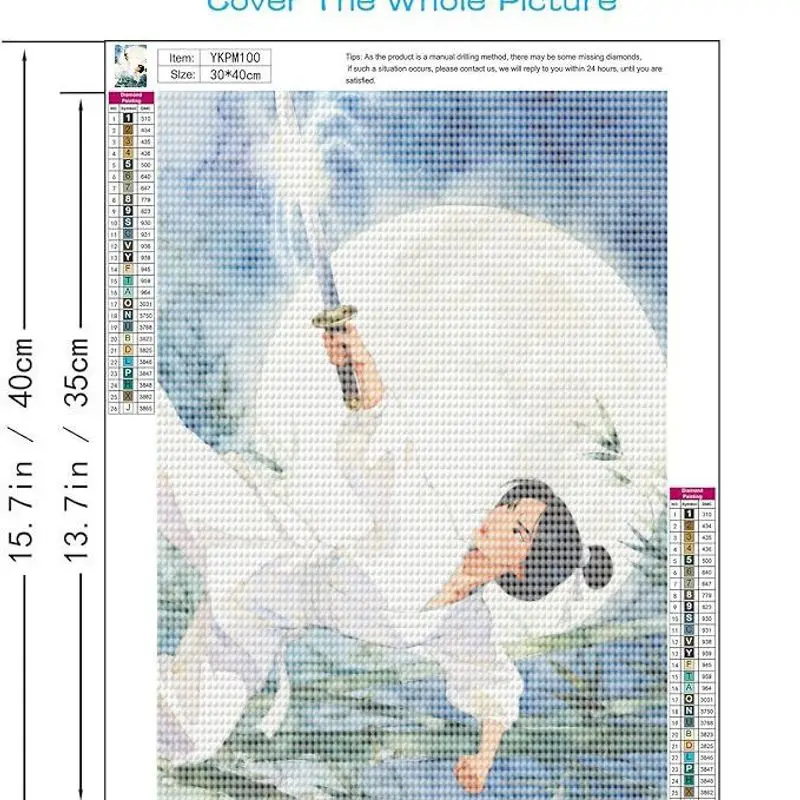 1 STÜCK Elegantes Mulan 5D-Diamantgemälde-DIY-Kunstset – atemberaubende Kampfsportszene, Kristall-Edelstein-Bastelset, inklusive Diamantstift,