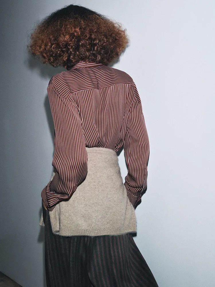 2025 Winter New Sweet Ele Casual Striped irt Women's Faionable Versatile Leisure Clothing Traditional Ethnic Stage Co...