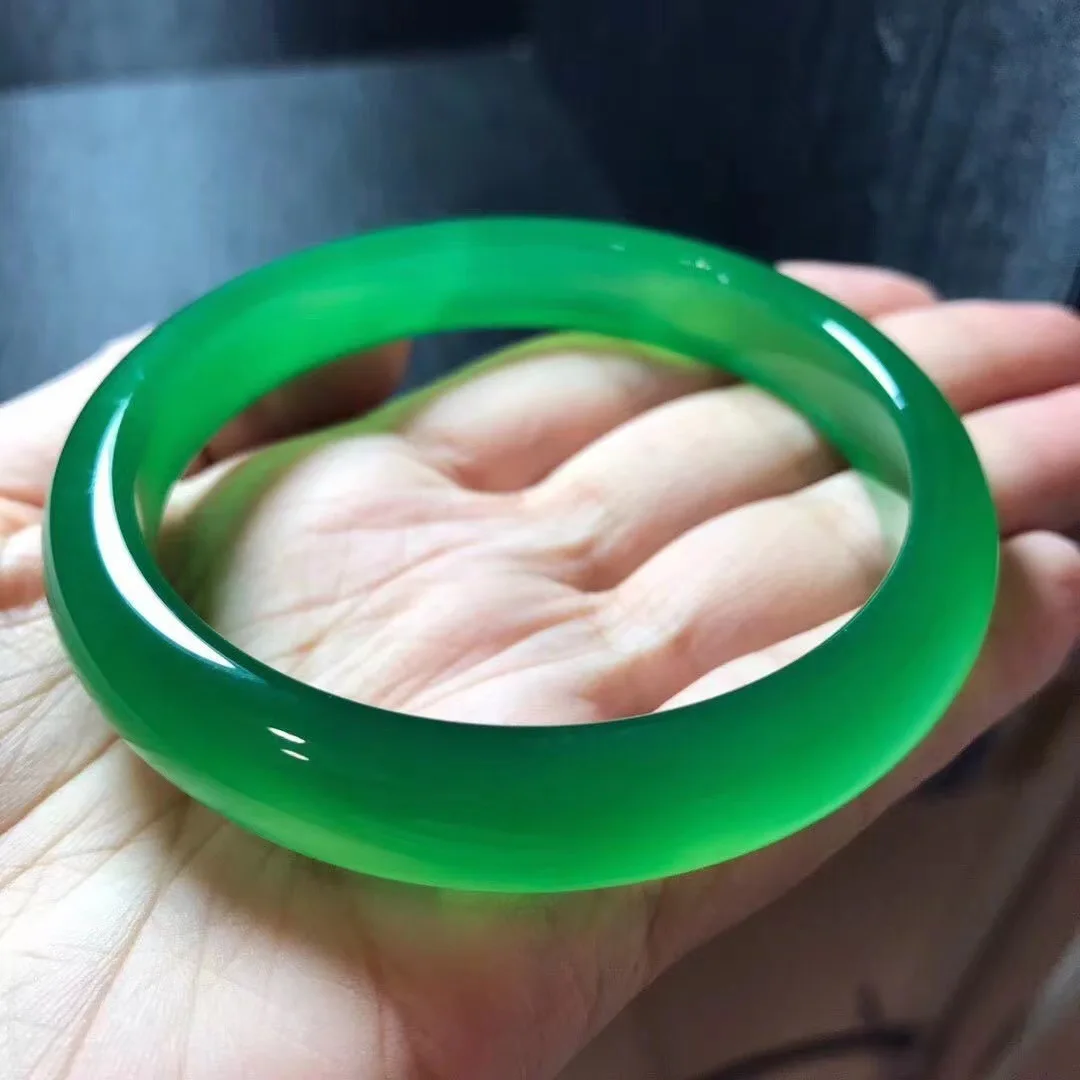 

Natural Green Chalcedony Jade Gemstone Bangle Bracelet Woman Inner Diameter 55mm 56mm 57mm58mm 59mm 60mm 61mm 62mm AAAAAA