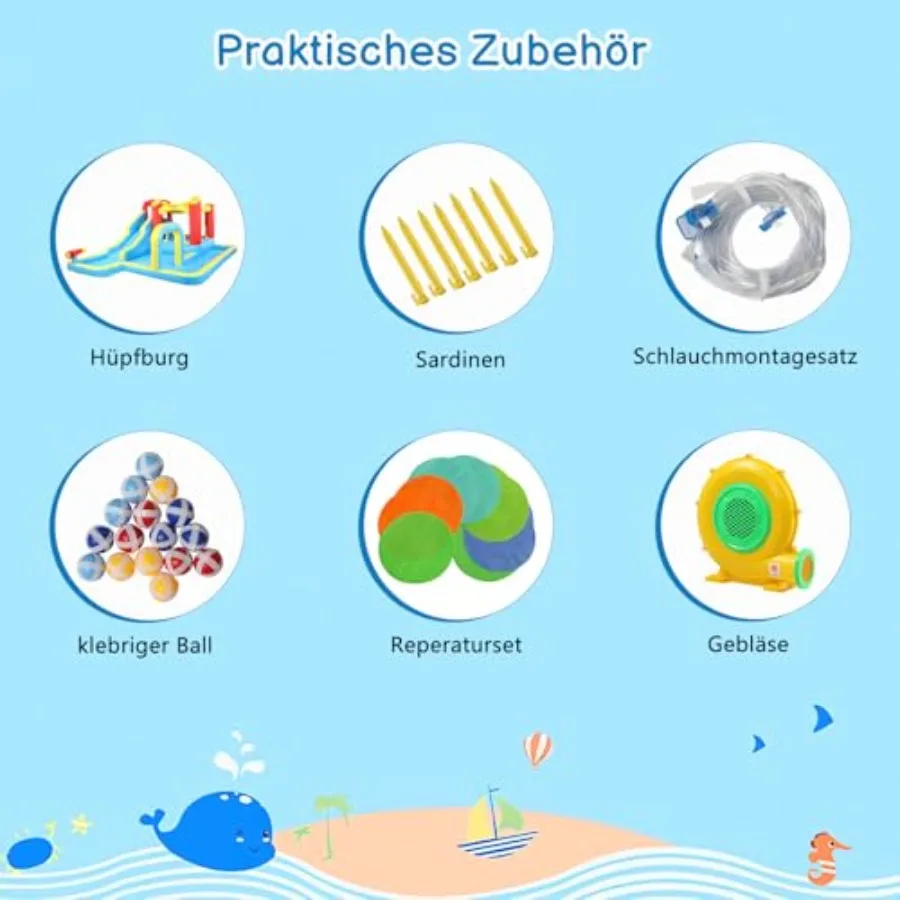 450W 에어 블로워가 포함된 야외용 에어바운스 워터 슬라이드 파크 슬라이드 바운서 클라이밍 월 점핑 풀 바운시 캐슬