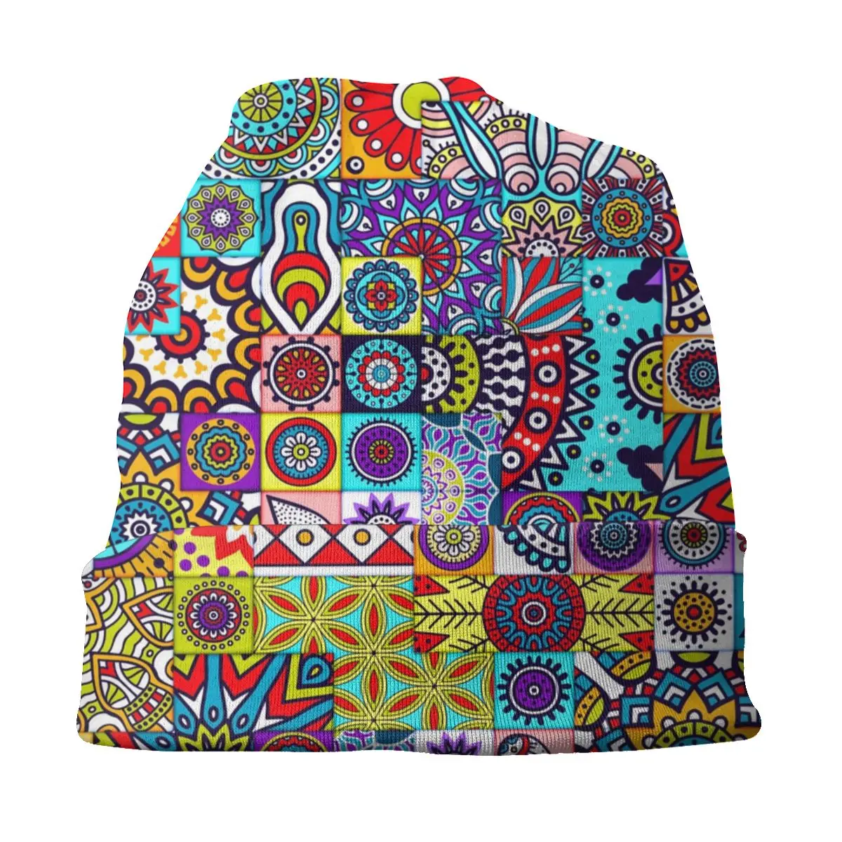 African Ethnic Geometric Floral Design Bonnet Beanie Knit Hat Women Men Ankara Patterns Winter Warm Skullies Beanies Cap for Ski