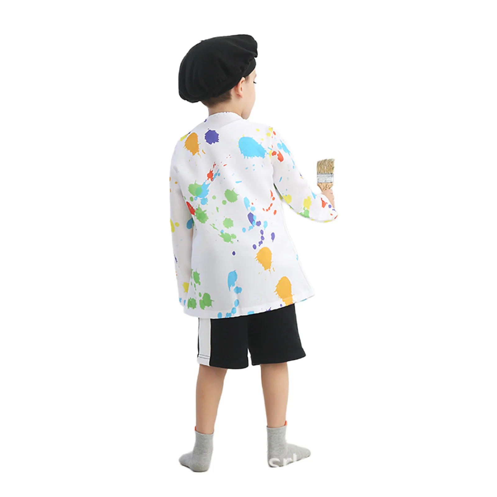 Children's Professional Cosplay Boys Girls Little Painter White Suit with Hat Costume Halloween Carnival Party Outfit