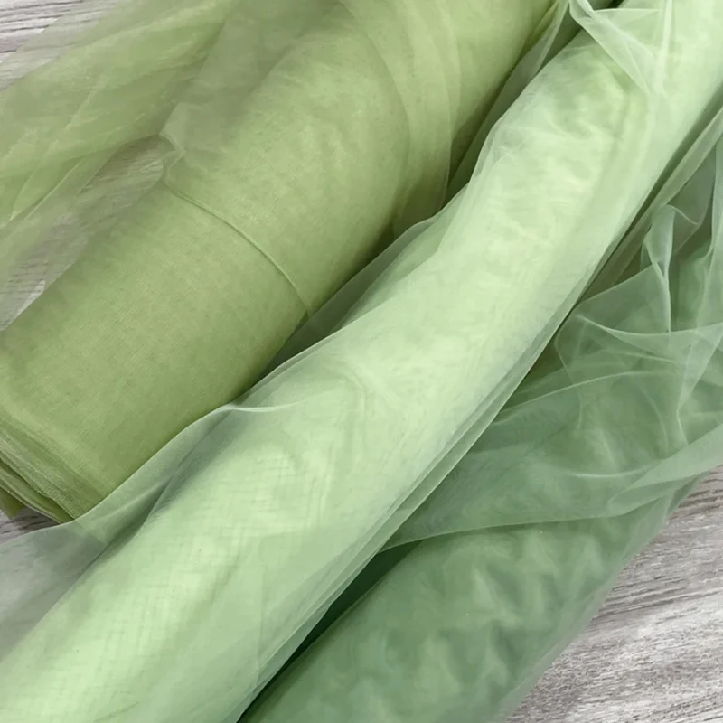 Avocado Sage Green Soft Tulle Fabrics Decoration Curtain Clothing  Mesh Gauze Layout Chair Back Yarn Encryption Wedding DIY