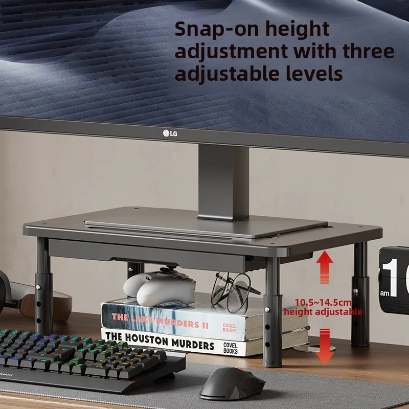 Adjustable Monitor Stand Riser with Storage Shelf and Desktop Organizer for PC, Laptop, Home Office, Study Desk, Workspace