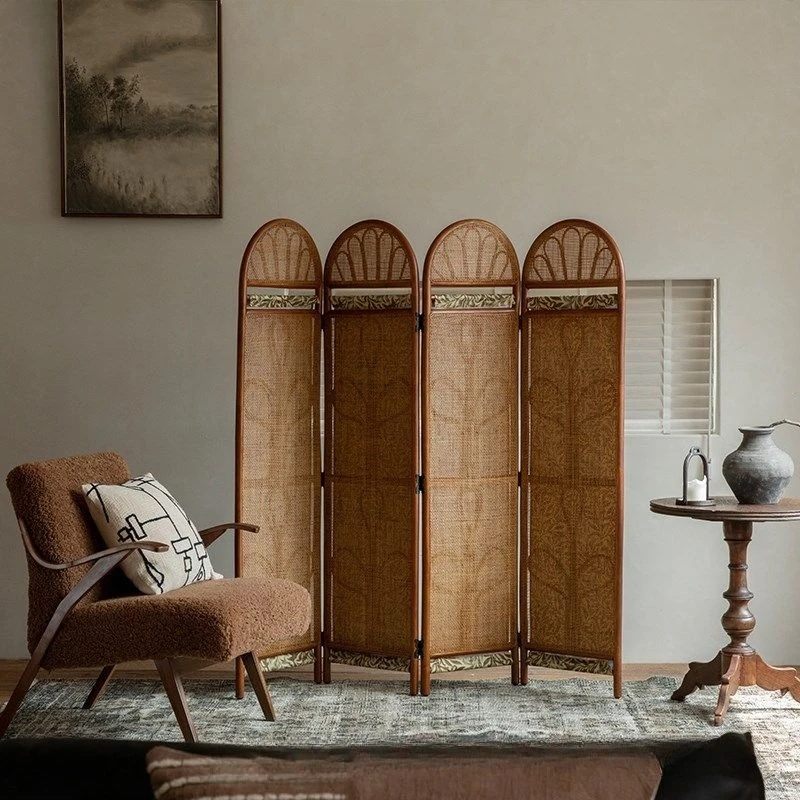 شاشة الروطان المصنوعة يدويًا من الخيزران، شاشة قابلة للطي منزلية قابلة للطي #5