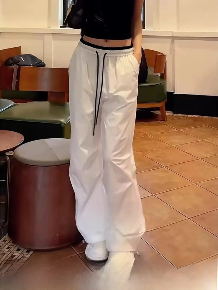 

Quick Dry Ice Silk Sports Pants Women's Thin Straight Leg Wide Leg Casual Pants High Waist Trousers Commute Style Pure Color