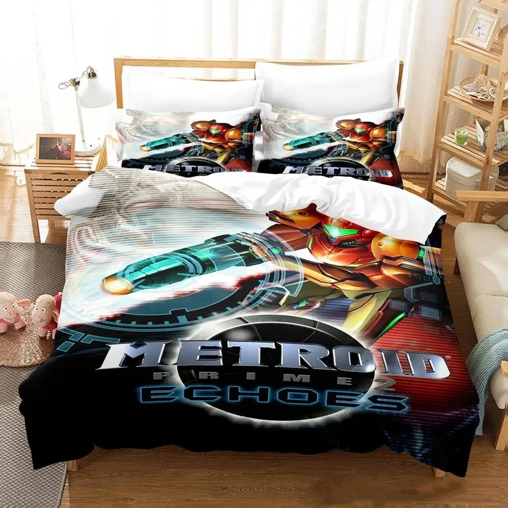 

New Metroid Prime Bedding Set Single Twin Full Queen King Size Bed Set Adult Kid Bedroom Duvetcover Sets Anime parure de lit Bed