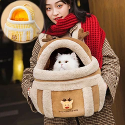 2022new Pet Carrier Bag Winter Warm Cat Carrier zaino portatile da viaggio Puppy Cat Double Shoulder Pets Head esce Bag