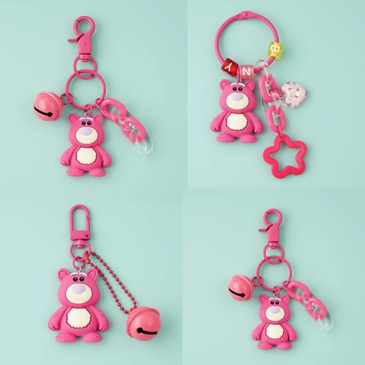 

Kawaii Disney Strawberry Bear Key Chain Cute Hanging Red Key Chain Couple Style Best Friends Key Pendant Lady Korea
