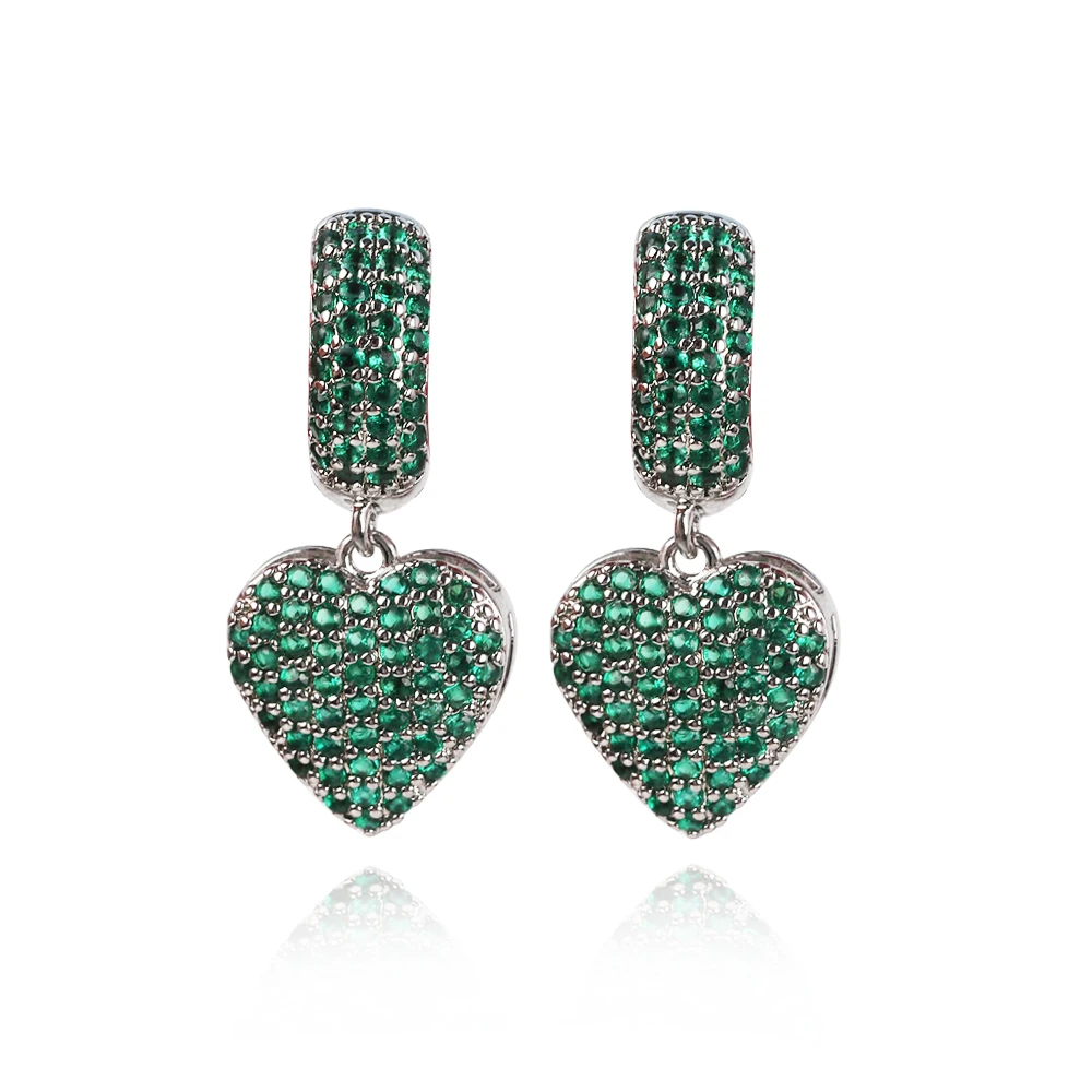 Luxury Full Cubic Zircon Heart Drop Hoop Earrings For Women 18K Gold Plated Ear Cuffs Wedding Aesthetic Jewelry Gift aretes