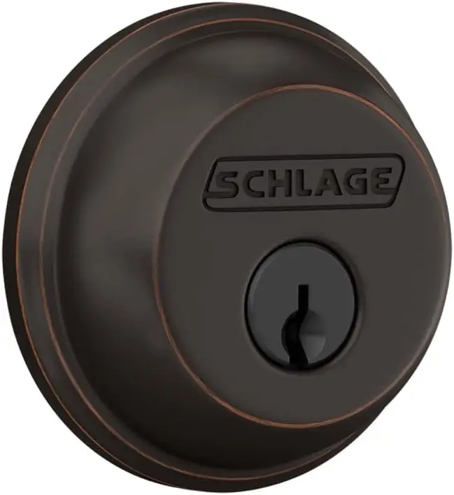 Schlage B60 N 716 Deadbolt, Keyed 1 Side, Highest Residential Security, Aged Bronze