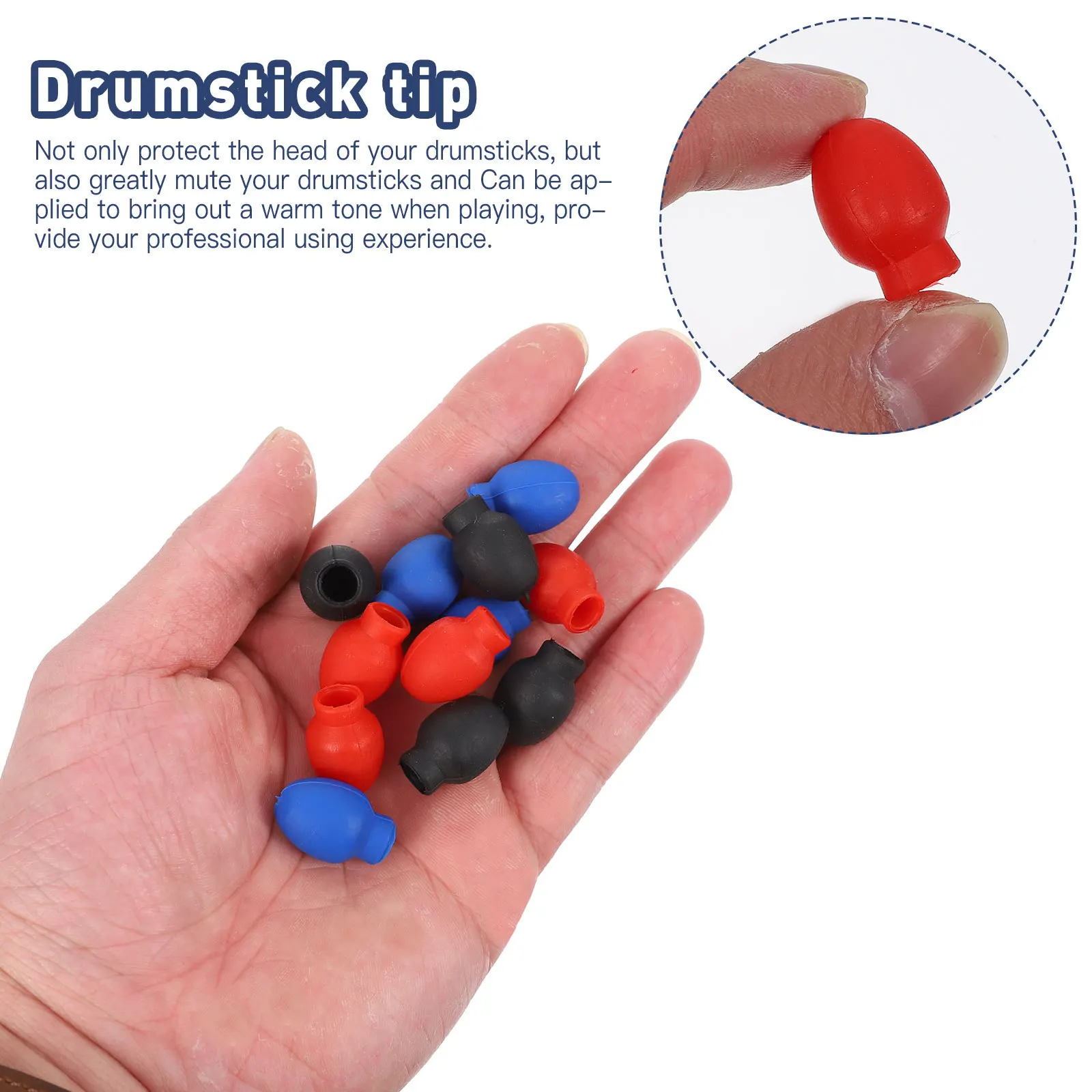 

Rubber Drumstick Tips Mute Sleeve Dampener For Silent Practice Replacement Tip Cover Elastic Fit Most Sticks Instrument