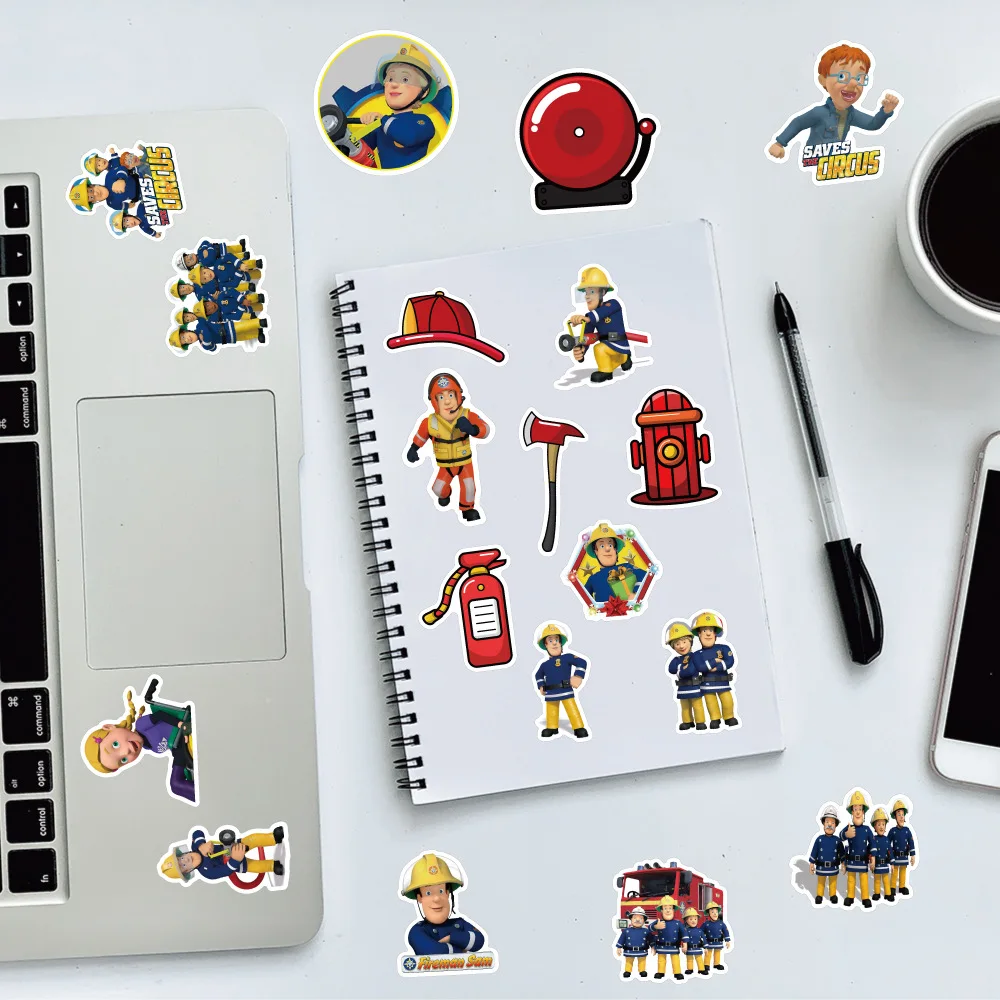 50Pcs/Set Fireman Sam Penny Norman Characters Stickers Kawaii Diy Stickers for Cup Suitcase Decoration Playset Pegatinas