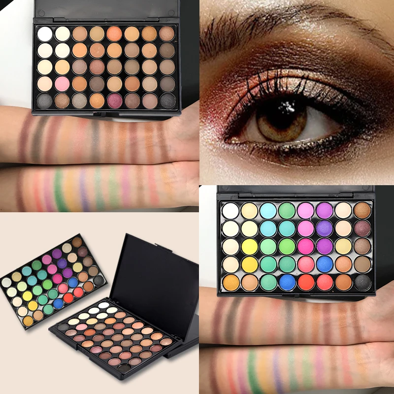 Paleta de sombras com glitter 40 cores, fosca, à prova d'água, longa duração, prensada, pó perolado, cosméticos, moda feminina, maquiagem