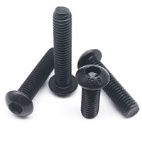 10/50pcs M1.6 M2 M2.5 M3 M4 M5 M6 M8 Black Grade 10.9 Steel ISO7380 Hexagon Hex Socket Head Button Mushroom Allen Bolt Screw