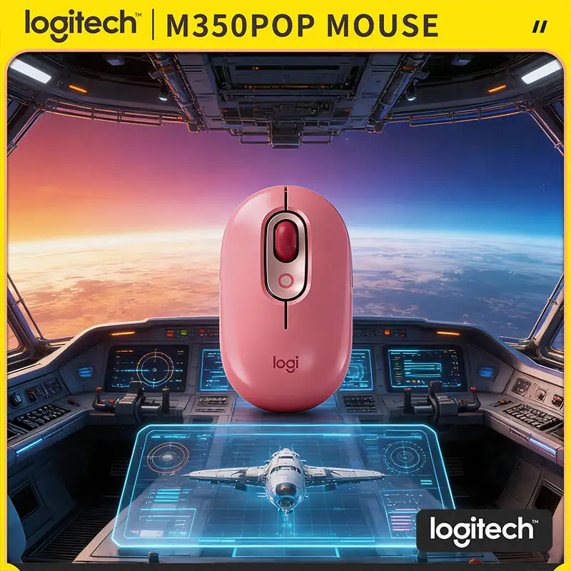 

Logitech M350 POP Wireless Mouse 77g Light Auto Sleep Power Save Quiet Run Library Café Home Office Travel