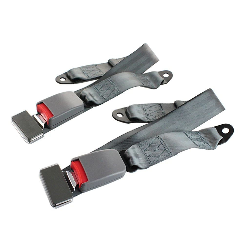 

2 Points Simple Car Safety Belts High Quality Grey Adjustable Retractable Universal Seatbelt Auto Bus Seat Safety Belt Lap