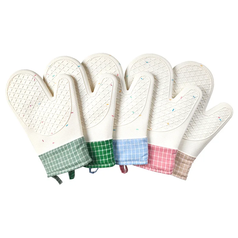 قفازات فرن سيليكون جديدة ملونة كريمية غير قابلة للانزلاق، مقاومة للحرارة، سهلة التنظيف لخبز المطبخ وفرن الميكروويف #1