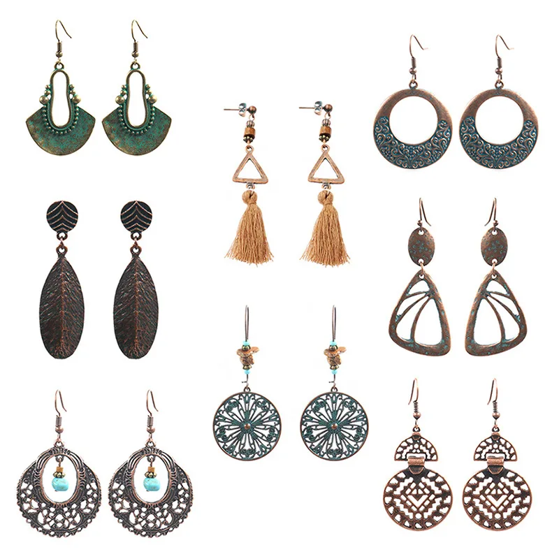Cross-border hot-selling earrings, sets, popular antique earrings in Europe, America, Amazon jewelry female manufacturers wholes