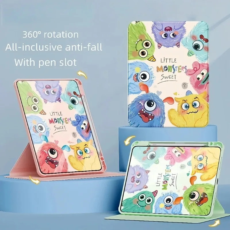 

For Apple iPad A16 2025 Tablet Case 11inch A3355 A3356 360 Degree Rotating Cartoon Stand for iPad 10th 10.9'' A2757 A2777 Cover