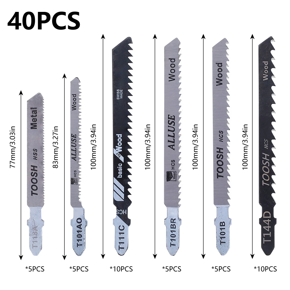 35/40Pcs Jig Saw Blade Stainless Steel Jigsaw Blade Set T744D/T344D/T101B/T111C/T144D/T101AO/T118A/ T101BR Woodworking Saw Blade