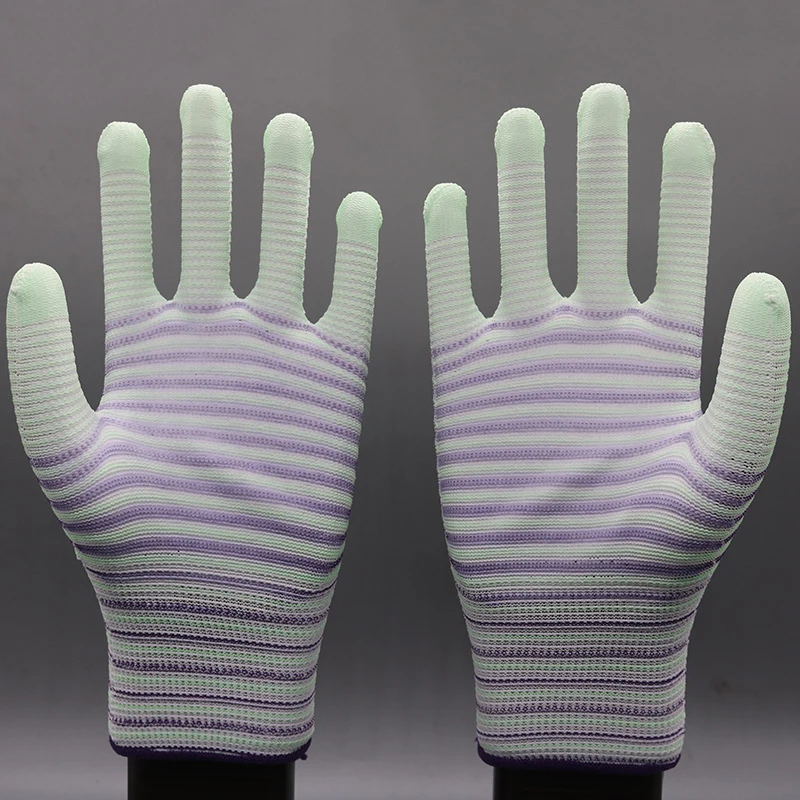 2/5 Pairs Working Gloves Pu Coated Palm Coated Finger PC Anti-skid For Finger Protection Work Gloves Labor Protection Gloves