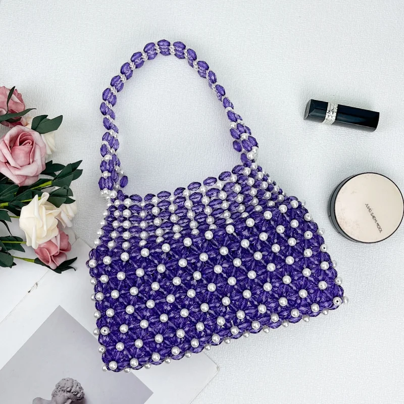 

Spicy Girl Handmade Beaded Woven Phone Bag Simple Fashionable Handbag Unique Texture