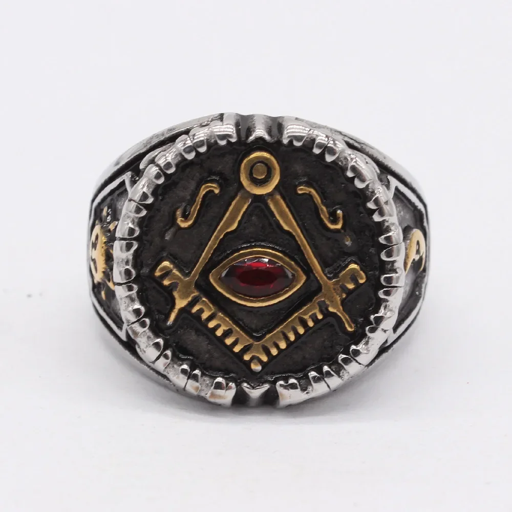 

CHUANGCHENG Vintage AG Masonic Stainless Steel Men's Man Rings Size 7-12