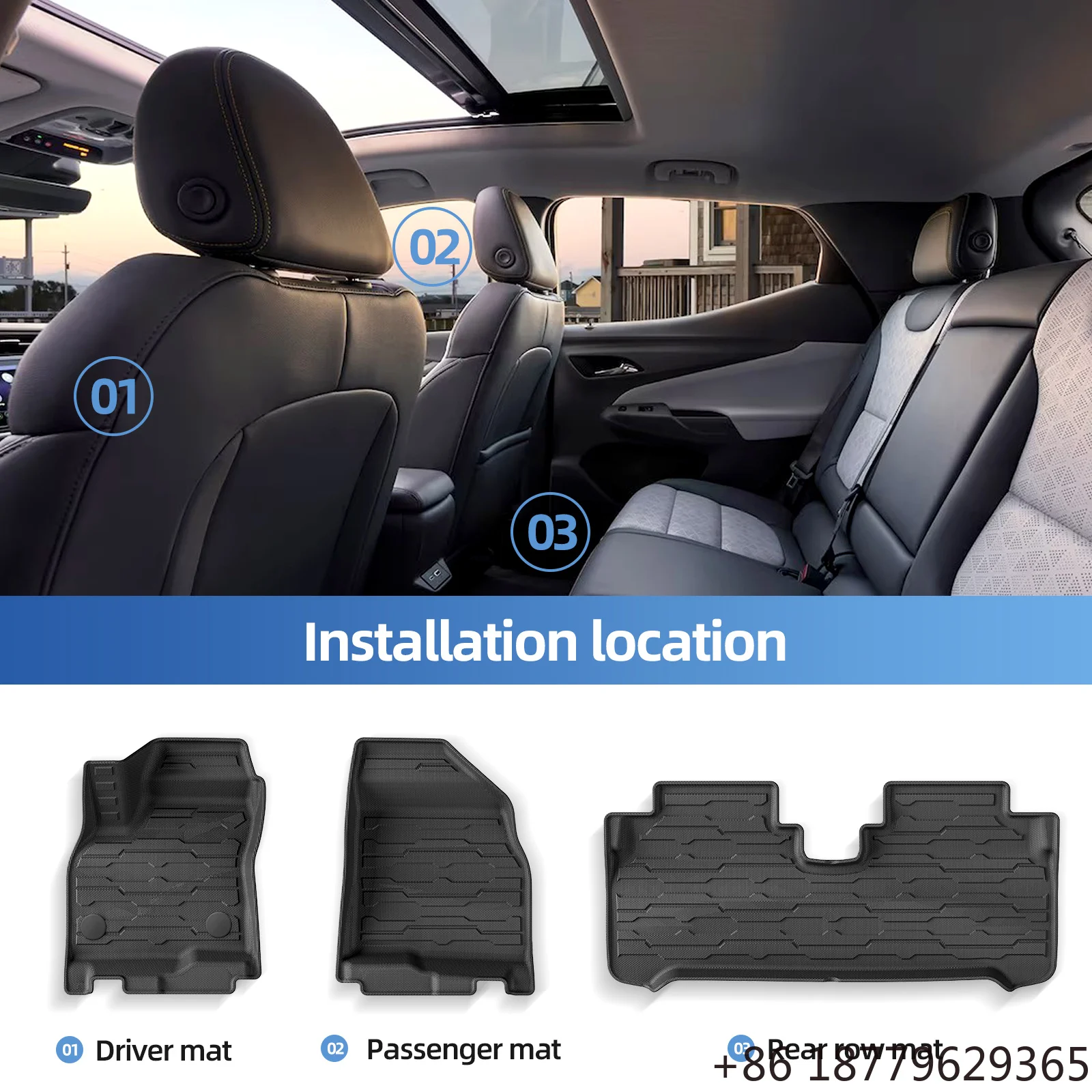 TPE 3D Waterproof Car Floor Mats Cargo Liner Trunk Pad Left Drive Electric SUV Fitment 2022-2025