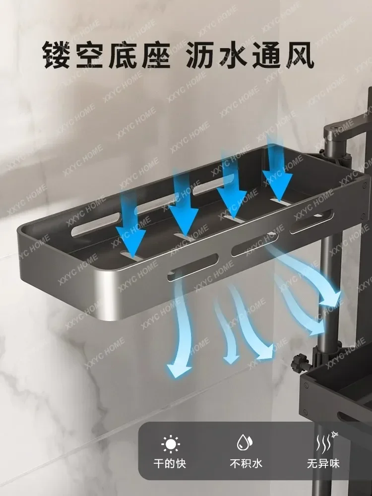 Alumínio Rotating Kitchen Rack, Sem Perfuração, Multifuncional Wall Hanging, Tempero, Armazenamento De Condimentos