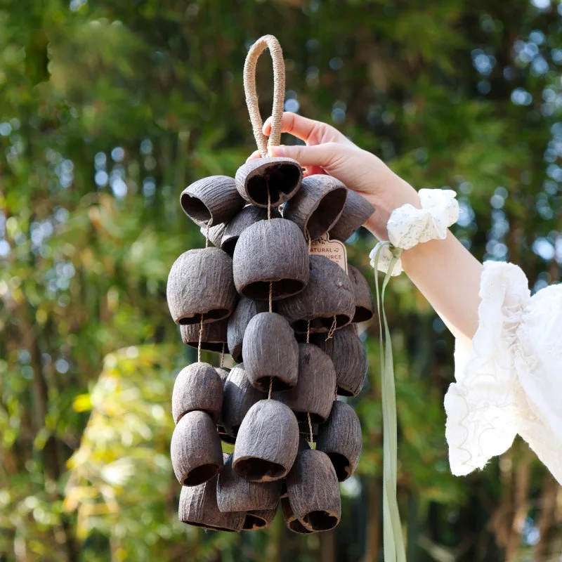 

Натуральные колокольчики из фруктовых скорлупок для звукотерапии, уличные ветряные колокольчики, колокольчики для медитации, йоги, духовные колокольчики, ударный инструмент