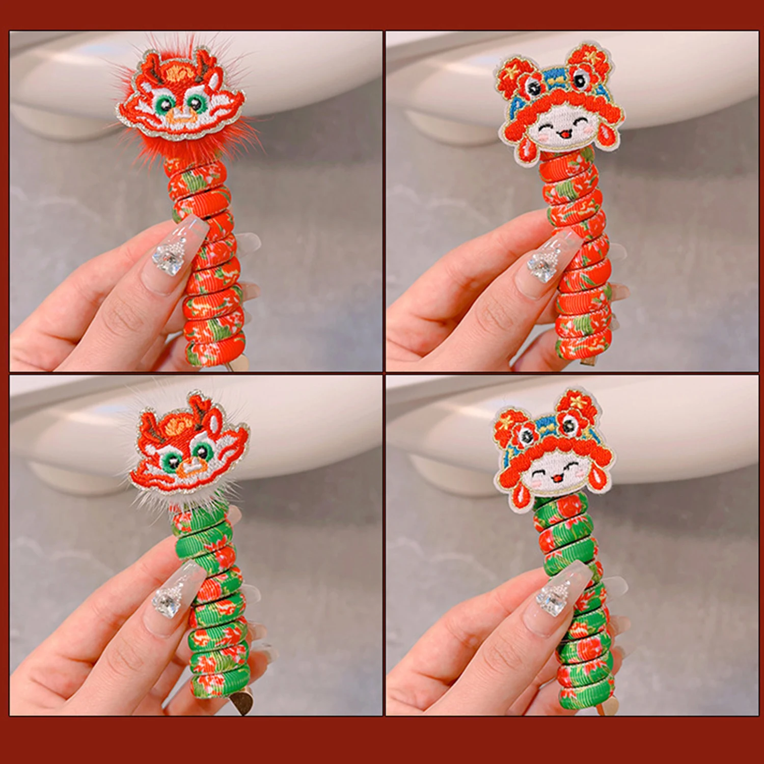 New Year Curly Telephone Wire Hair Tie For Children Cute Cartoon Dragon Hair Band Hair Accessories For Young Kids Hair Scrunchie view 6