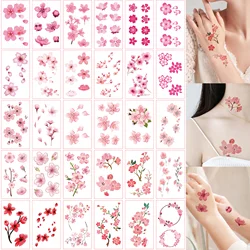 30Pcs cherry blossom petal temporary tattoo stickers for women, wrist finger small size pattern waterproof fake tattoo