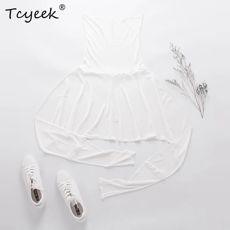 Tcyeek 30% vêtements de Protection solaire en tricot de soie pour femmes, conduite d'été à manches longues, cape de Protection faciale résistante aux UV A43862QM
