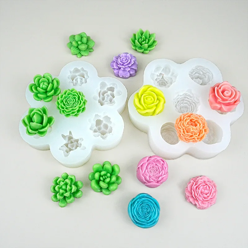 

2pcs 7-Cavity Succulent Silicone Mold - DIY Fondant, Chocolate & Mousse Cake Decor