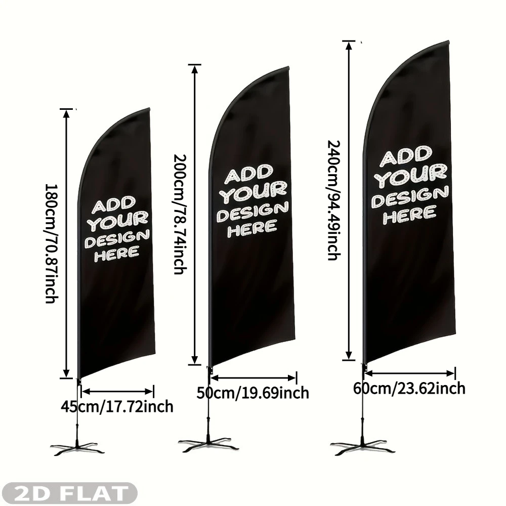 2D FLAT 1pc Custom Single-Sided Feather Beach Flag Kit - Polyester Material, Suitable for Various Activities, No Flagpole.