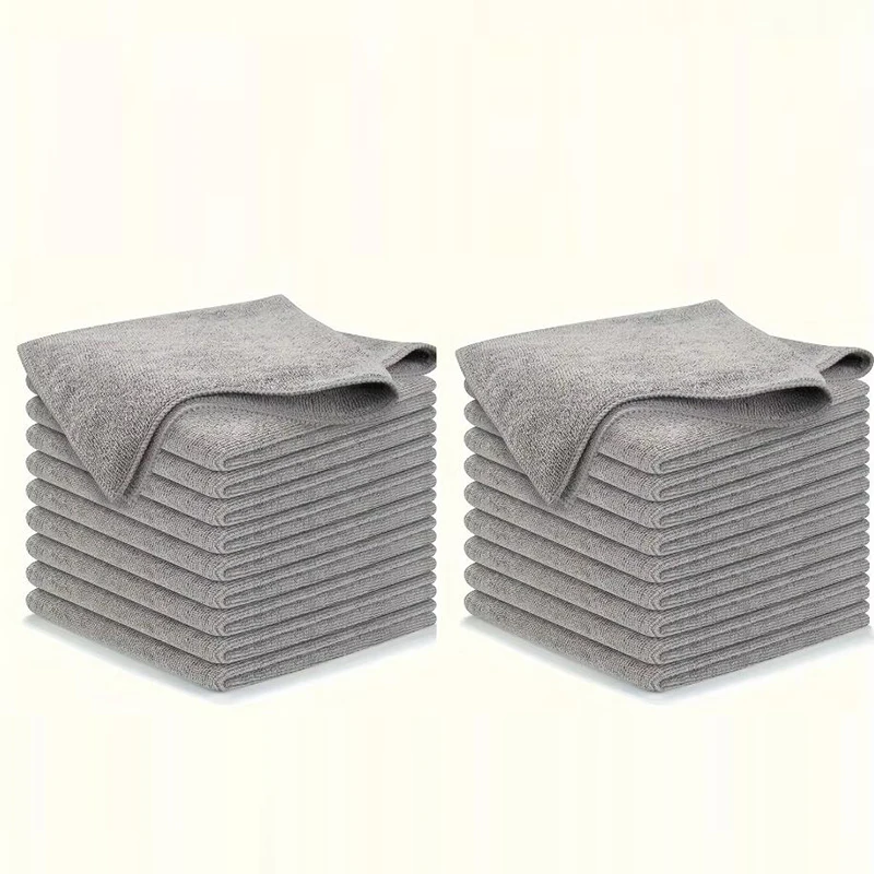 15 قطعة منشفة المطبخ فائقة الدقة من الألياف باللون الرمادي الفاتح مجموعة قماش للتنظيف ماصة وناعمة وإزالة البقع #5