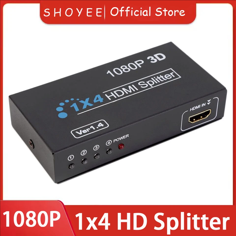 HD-compatible Splitter 1x4 HDMI Video Splitter Amplifier 1 in 4 Out Full HD 1080P HD Distributor Adapter for PS4 PC HDTV Box