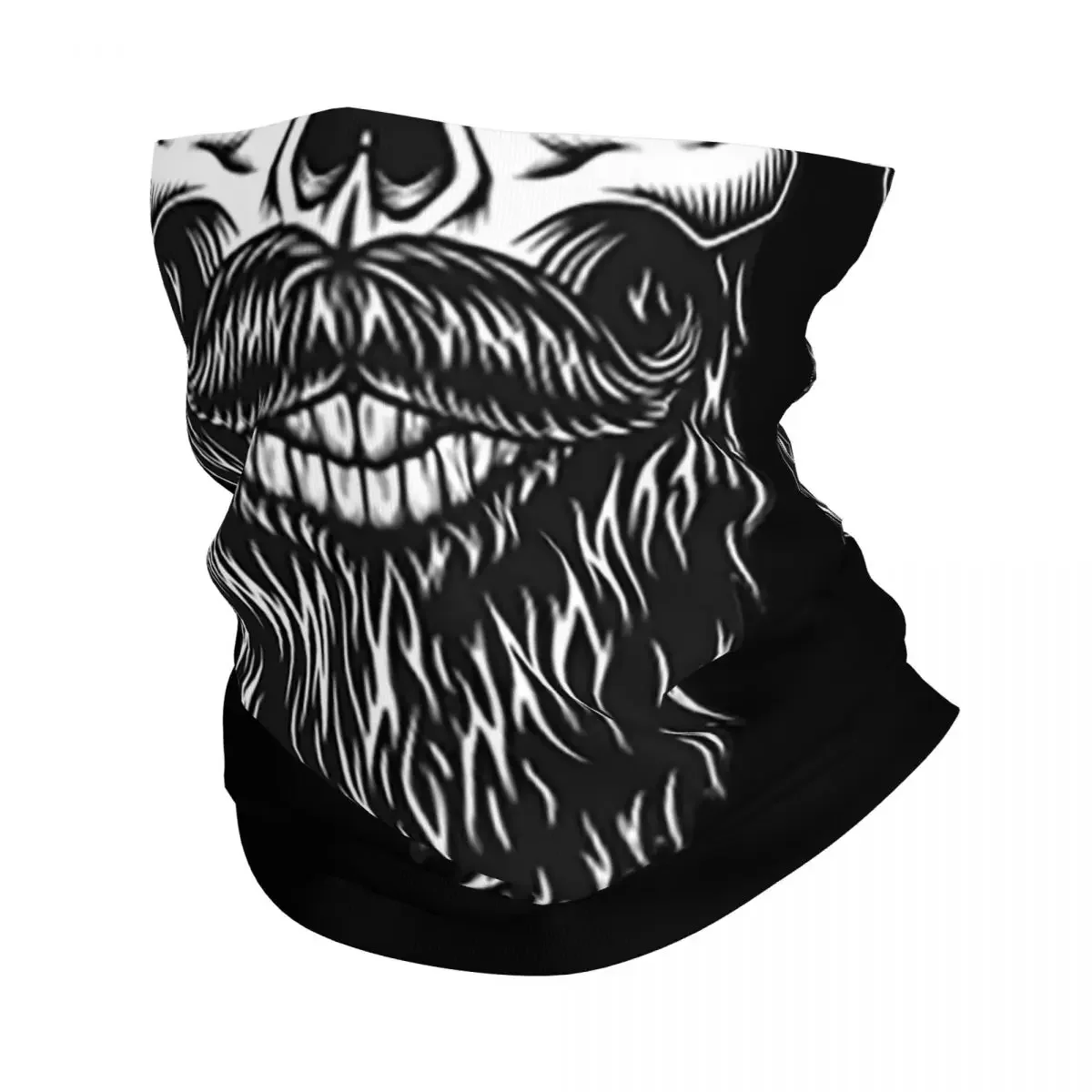 Bearded Skull Drawn Theme Design Bandana Neck Cover Printed Wrap Mask Scarf Multi-use Cycling  Outdoor Sports All Season