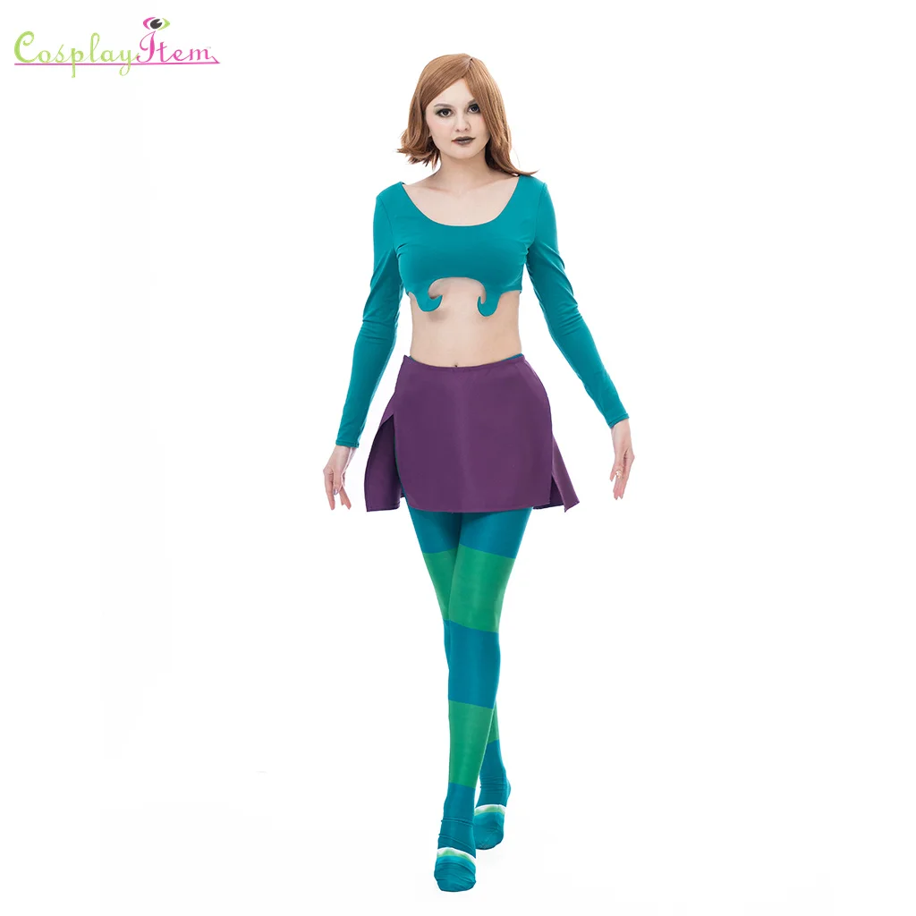 المرأة الساحرة إيرما لير تأثيري حلي مثير المحاصيل القمم و Bodycon تنورة صغيرة جوارب طويلة مجموعة الزي إيرما لير هالوين البدلة