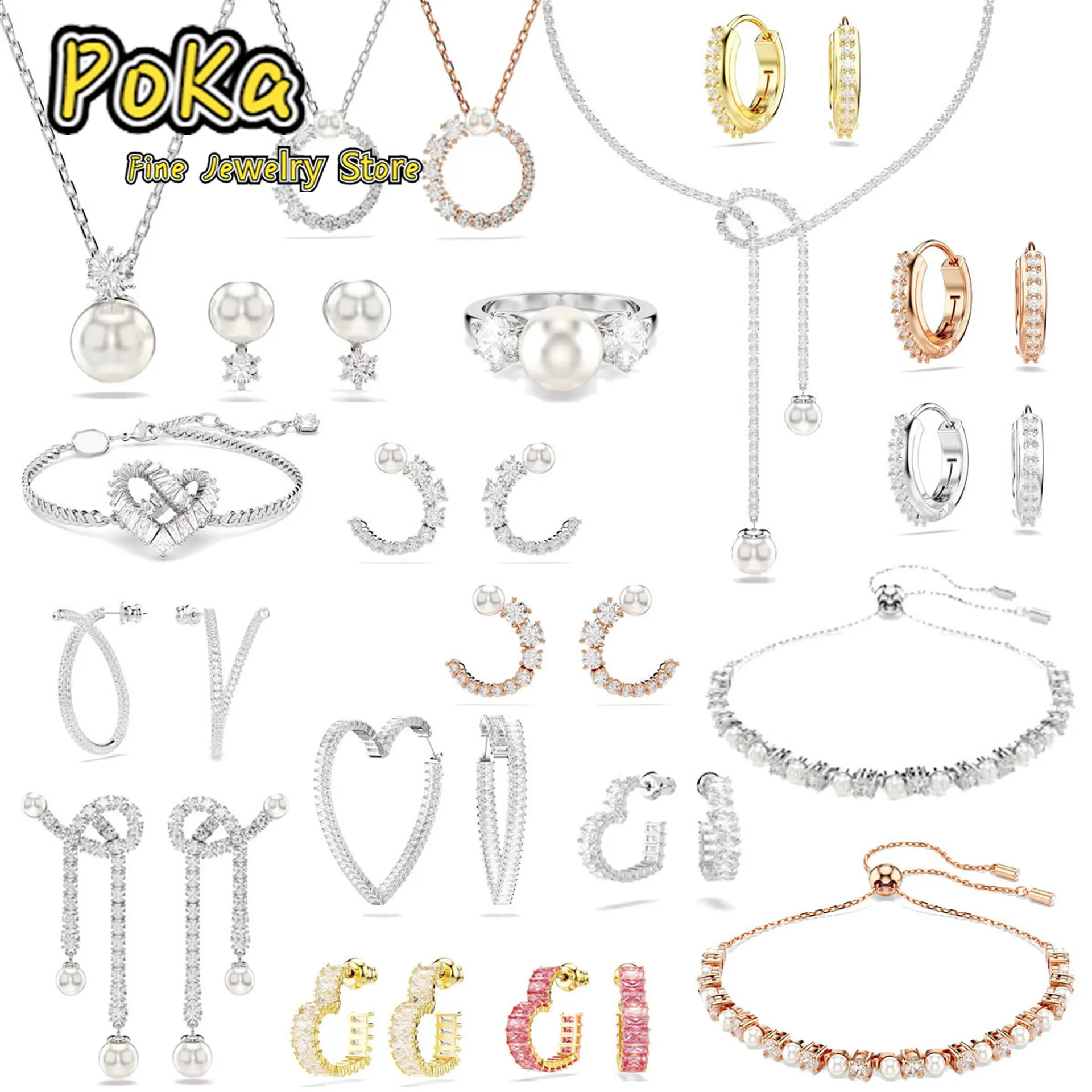 

Love Original Jewelry Pearl Stainless Steel Ring Necklace Bracelet Sets New Sale Trend Fine Christmas Wedding Gifts for Women