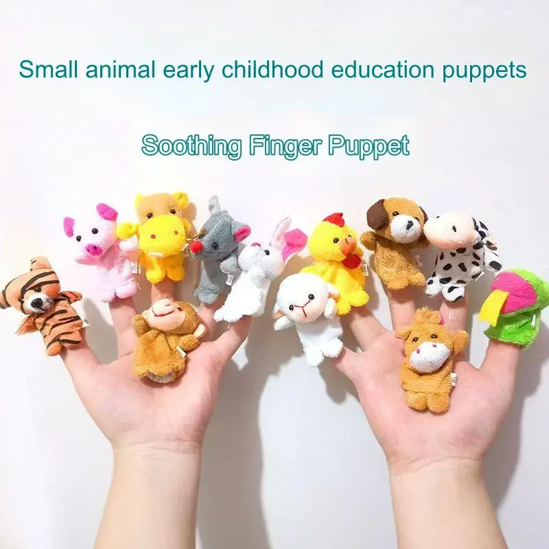 Children's plush finger puppets, parent-child early education plush animal dolls/plush toys, children's funny photos