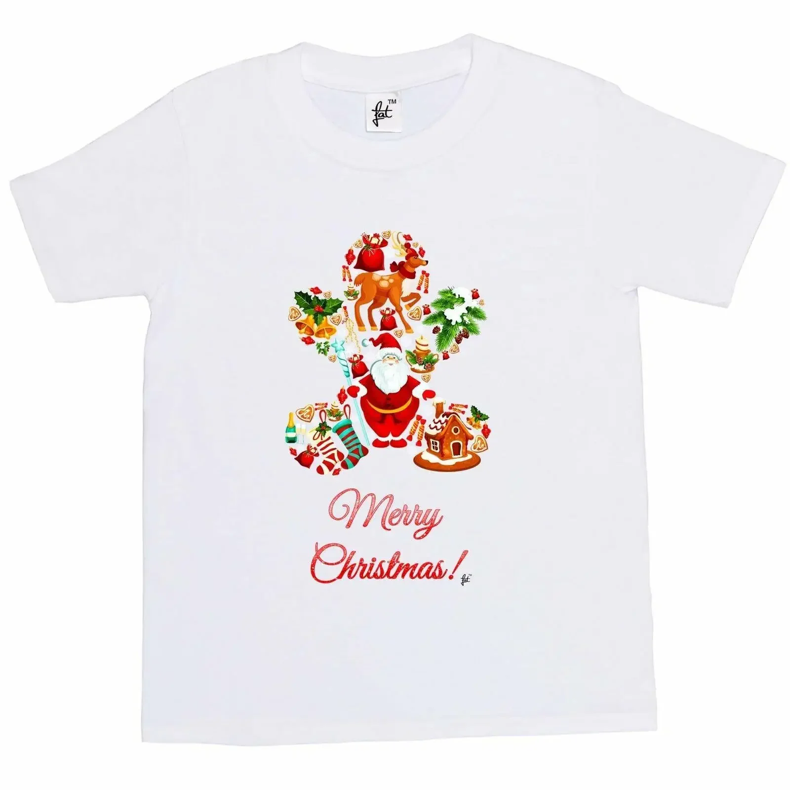 Frohe Weihnachten Lebkuchenmann Weihnachtsmann Hirsch Geschenke Kinder Jungen Mädchen T Shirt vintage Washed fashion Unisex