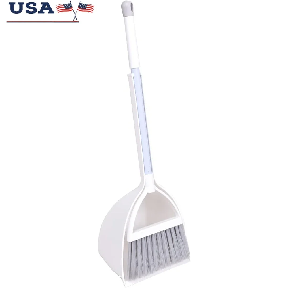 

Kids Mini Broom Dustpan Set Housekeeping Cleaning Tool Lightweight Educational Toy Assembly Required Soft Bristles Compact Easy