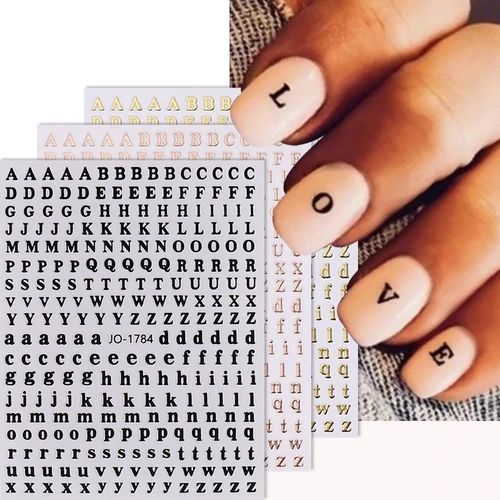 1 Uds. Pegatina pequeña de 26 letras del alfabeto y números, pegatinas de letras romanas para uñas, caja inferior mayúscula, pegatinas de diseño de letras en inglés DIY